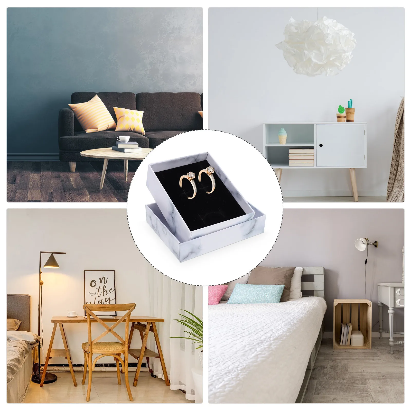 

Набор из 8 элегантных шкатулок для украшений с мраморным принтом: компактные и легкие футляры для серег, колец, ожерелий, для организации и декора рабочего стола