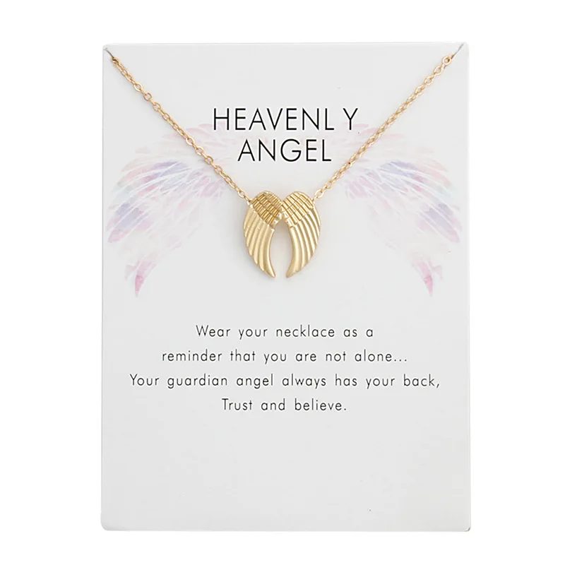 New Trendy Fashion Silver Gold Color Alloy Heavenly Angel Wings Pendant Necklaces for Women Girl Fashion Jewelry Dropship