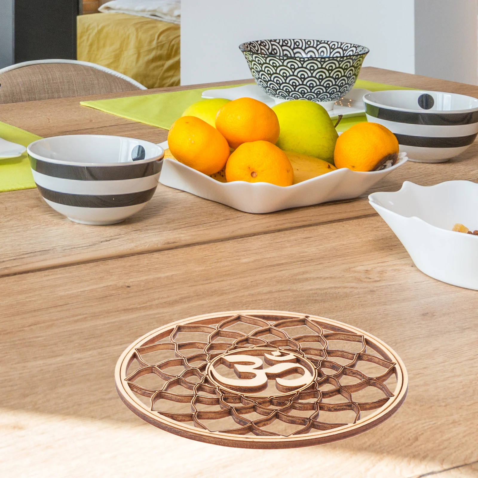 

5 Pcs Wood Cup Mat Coaster Placemat Pads Home Tableware Cushion Practical Anti-skid Fashionable Decorative