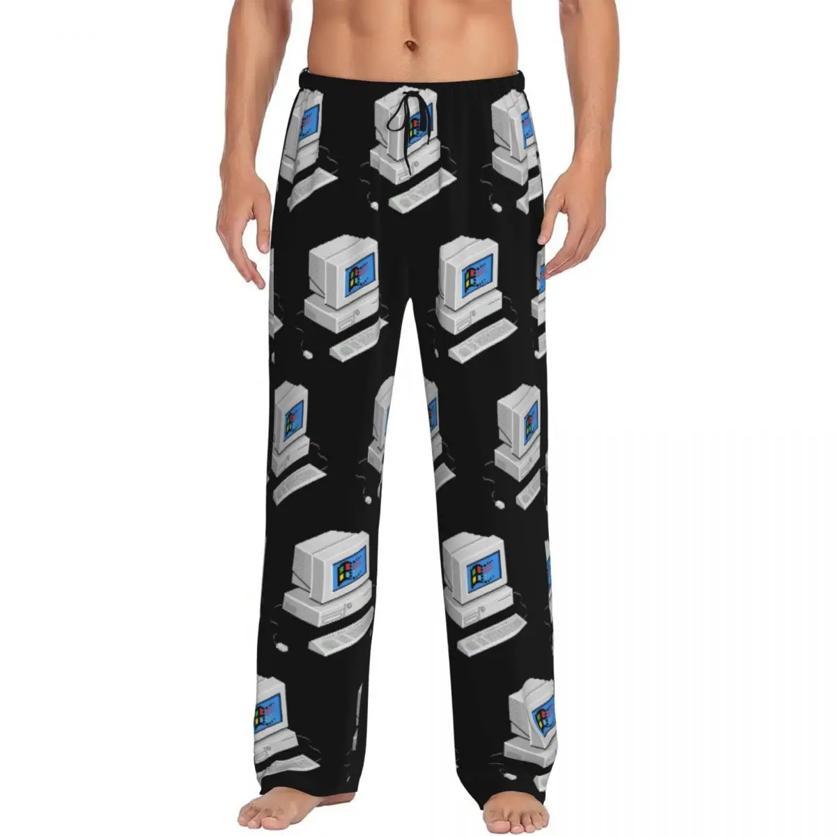Custom Windows Vaporwave Pajama Pants Men Sleepwear Sleep Lounge Bottoms with Pockets