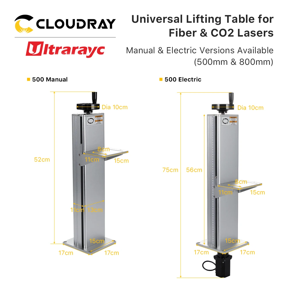 Ultrarayc Sợi Laser Đánh Dấu Một Phần Trục Z Nâng Bàn Cao 500 & 800Mm Có Động Cơ Cho DIY 1064nm Sợi đánh Dấu Một Phần