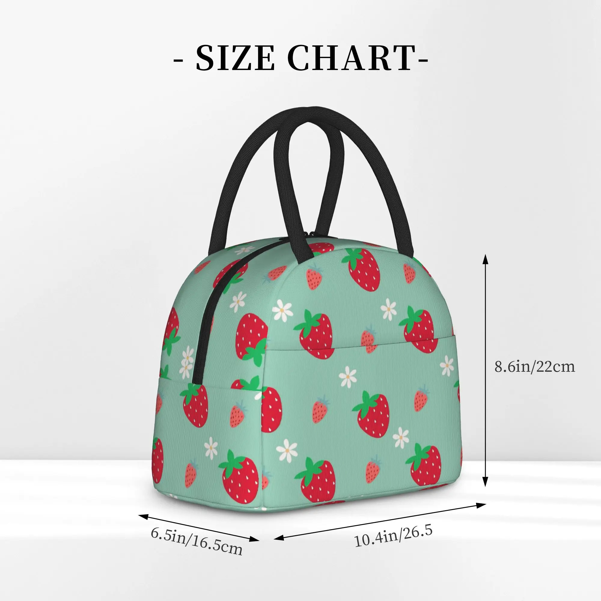 Pink Strawberry Cute Floral Handheld Thermal Cooler Bag Cartoon Reusable Insulated Lunch Bags Causal Storage Box For Picnic