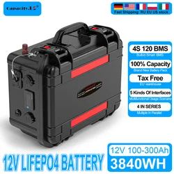 Portable Lifepo4 Battery 12V 100Ah 200 300Ah 4S1P With BMS Protection Power Station Outdoor Party Fishing High-Power Power Bank