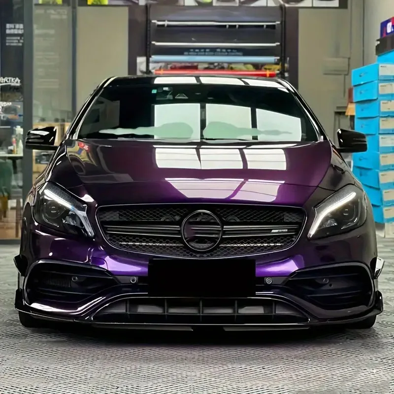 PET Ultra Gloss Midnight Purple Metallic Vinyl Wrap Film Roll Self Adhesive Decal Car Wrapping Foil with Air Release