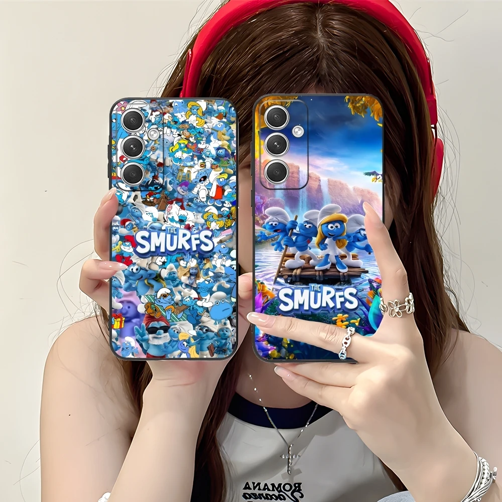 Smurfs Smurfette Mobile Cell Phone Case for Samsung M55 35 15 54 34 14 33 23 13 42 32 22 F55 23 12 5G Black Phone Cover Shell