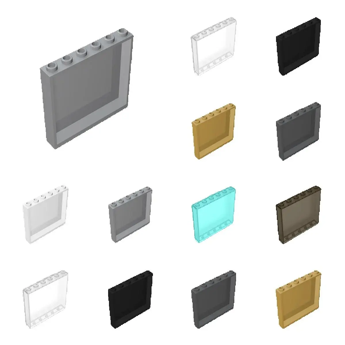 10pcs MOC Bricks 1x6x5 Window Glass Houses Wall Element 59349 Compatible Building Blocks Panel Assembles Accessories
