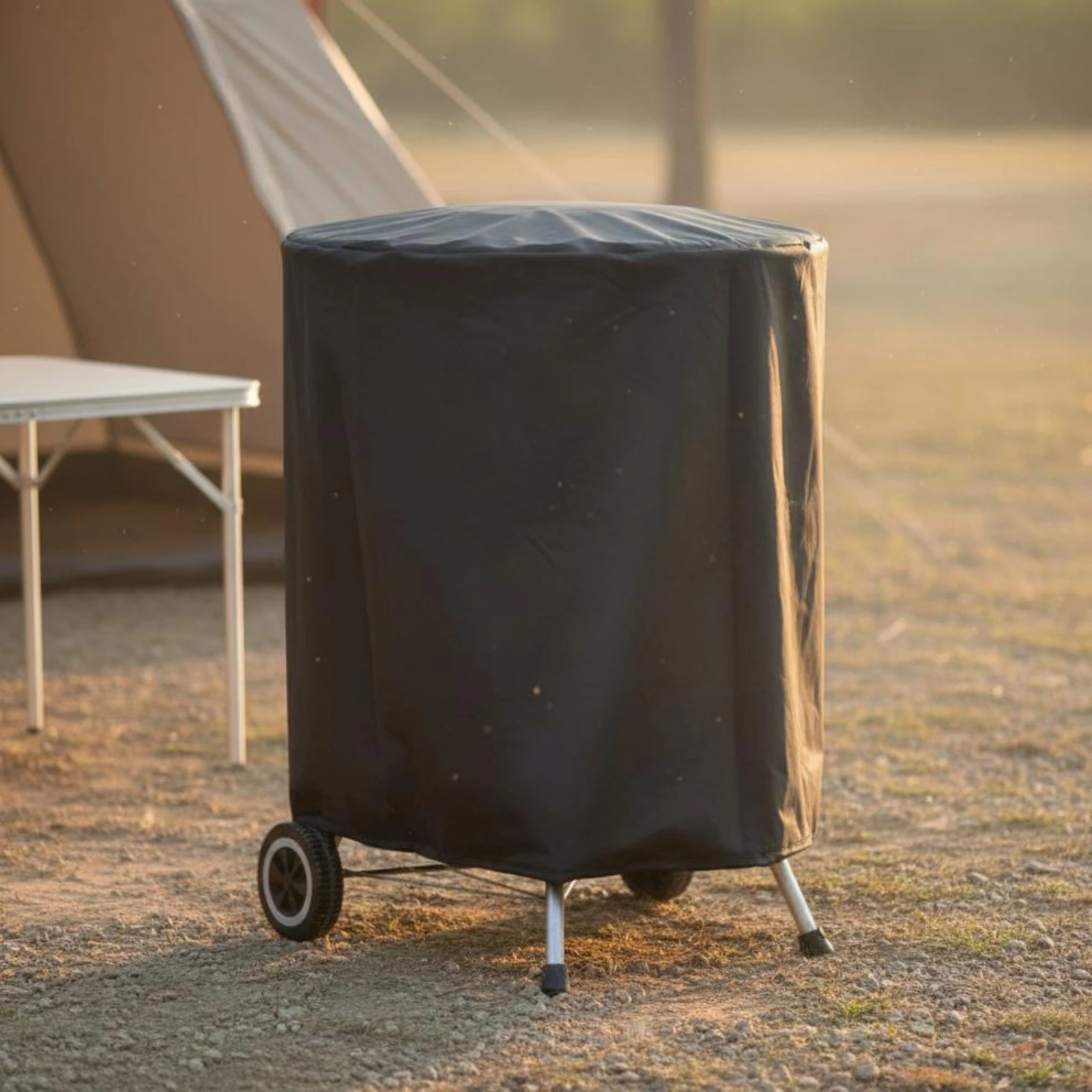 Round Grill Cover Waterproof Round BBQ Cover Outdoor Equipment Accessory Dustproof Sunproof for Camping, Backyard