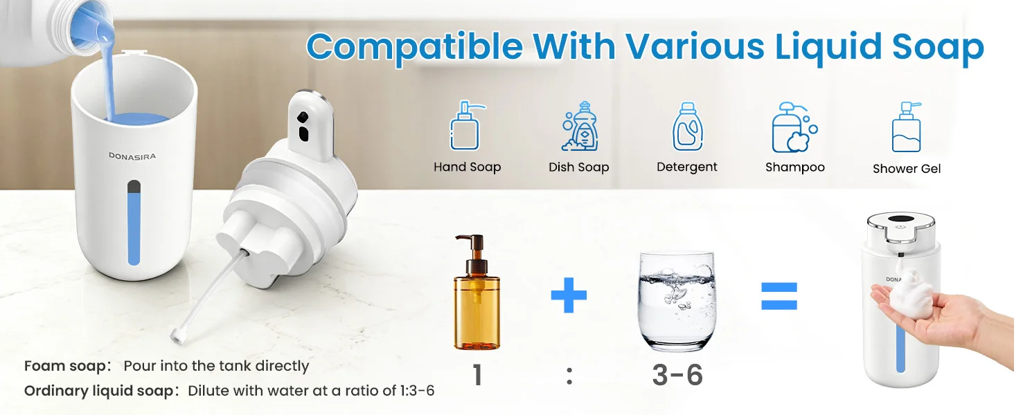 420ML Großraum-Seifenspender mit HD-Display, 6-stufig Einstellbarer Schaum-/Flüssigkeitsregelung, Berührungsloser Elektrischer Automatischer Smart-Sensor-Seifenspender – Detail 11