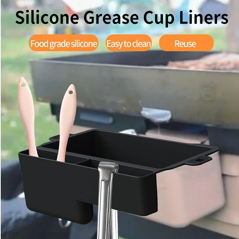

Rog-eyBBQ Grease Drip Tray Grease Tray, Silicone Grill Oil Drain Box Food Grade Grease Catcher and Storage Box