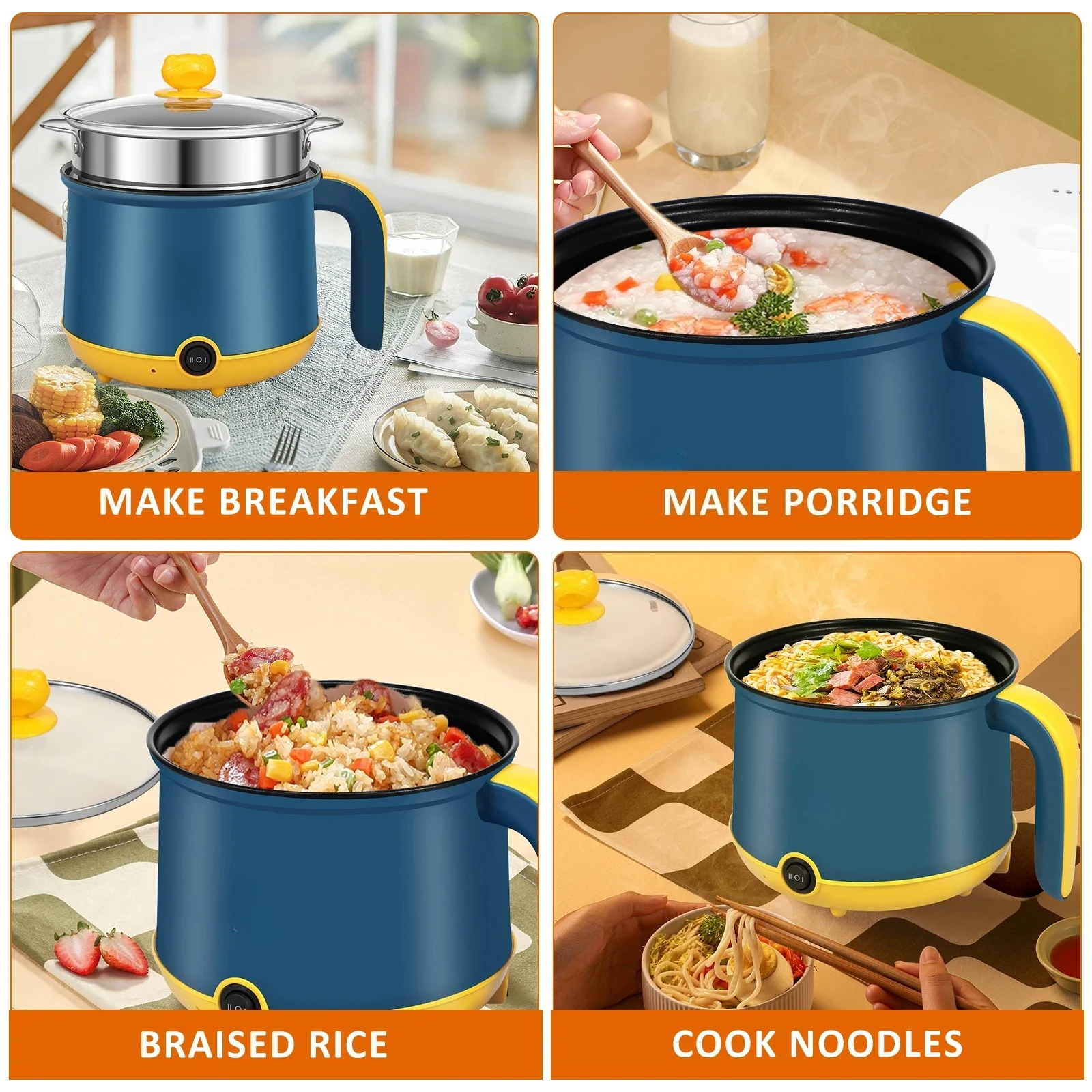 2026 New Upgrade 1.8L Mini Electric Hot Pot 2 Gear Electric Cooking Pot Non-stick Noodles Cooker Dry Protection for Ramen Soup view 5