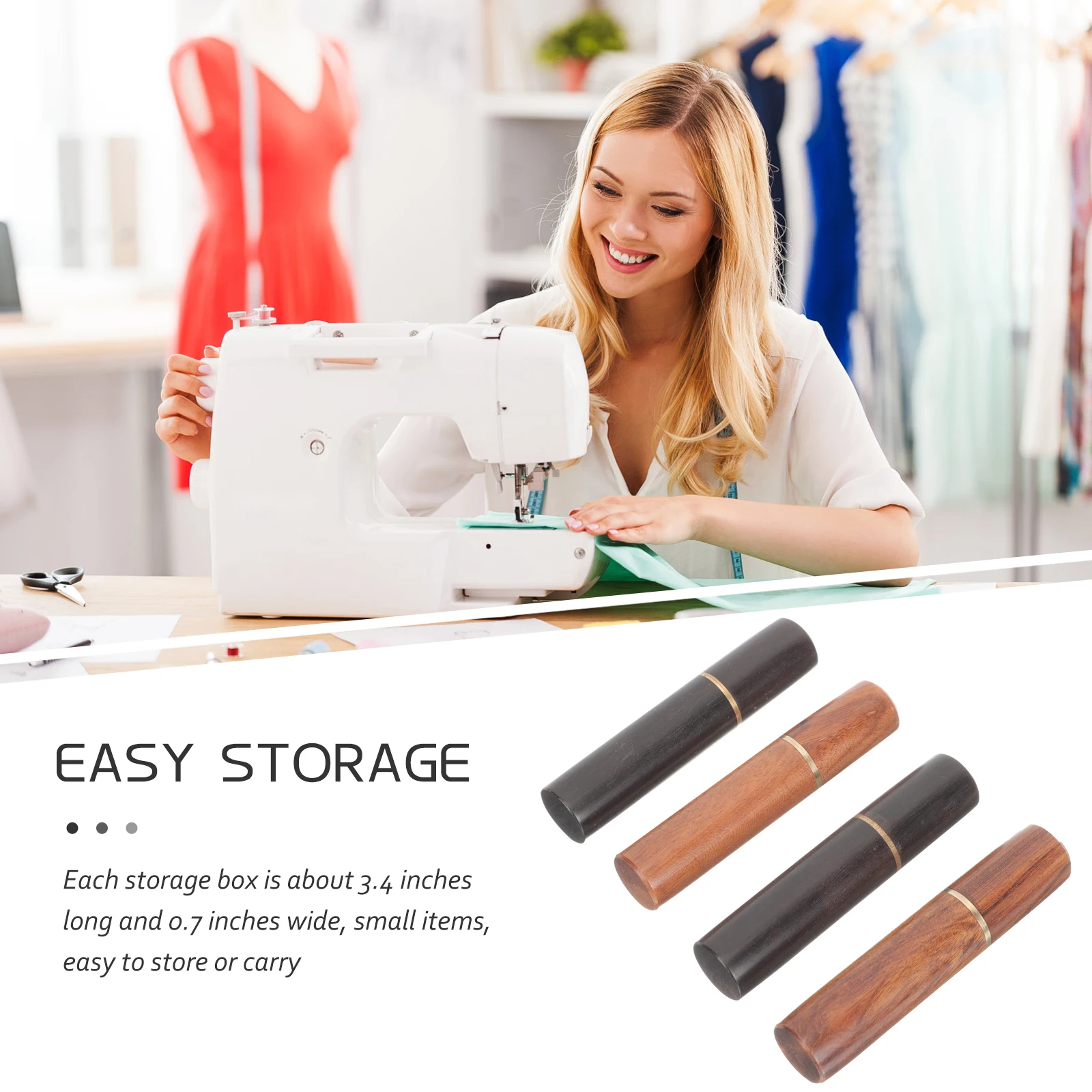 

4 Pcs Sewing Needle ganizer Wear resistant Holder Compact Wooden Case Multi function Toothpick Holder Lightweight Portable