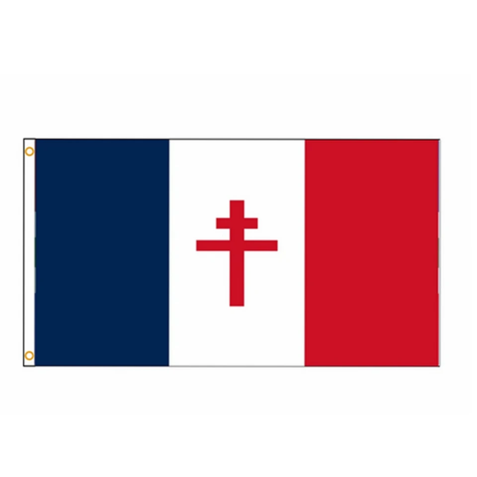 Free France Flag 1940-1944 (90x150cm/3x5FT) -Polyester Historical Banner, WWII French Resistance Ensign for Collector Display
