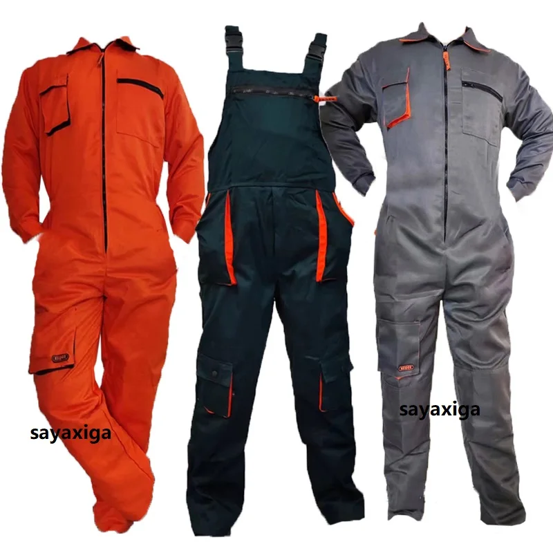 

Men's Long-Sleeves Overalls Zipper Pockets Jumpsuit Rompers Bib overalls Fashion Labor Casual Work Clothes Plus Size Suits S-4xl