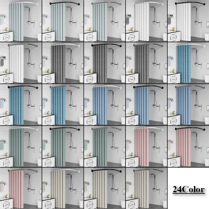 Bathroom Curved Magnetic Shower Curtain Set, No Punching, Folding Tarp, Invisible Partition, Bathroom Shower Room Mildew-proof