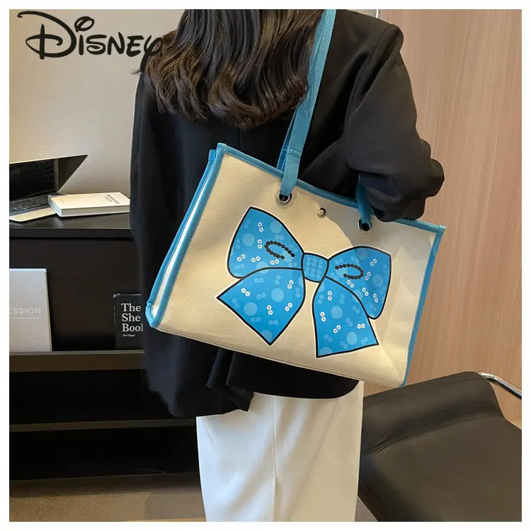 Disney Minnie New Handbag High Quality High Capacity Fashion Women's Bag Cartoon Leisure Shopping Environmental Protection Bag