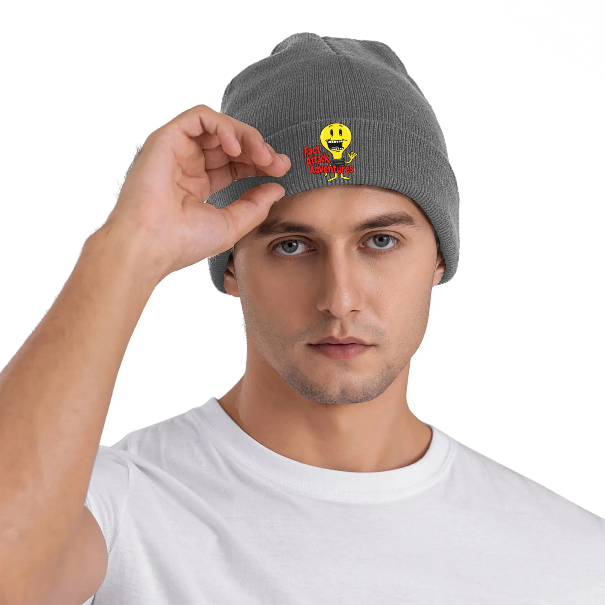 Light Bulb Fact Attack Adventures  Bonnet Hats  Beanie Hats Winter Graphic Beanies Cute Men Women Unisex Kpop Head Wrap Cap