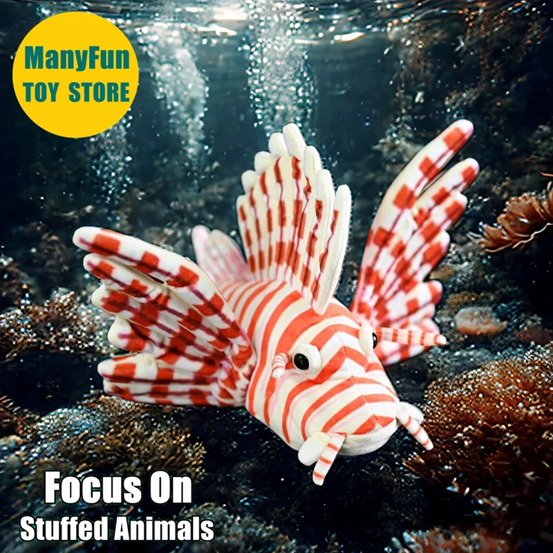 Lionfish Plush Animal Realistic Devil Firefish Plushie Lifelike Turkeyfish Stuffed Toy Zebrafish Stuffed Animal Soft Doll Lovers