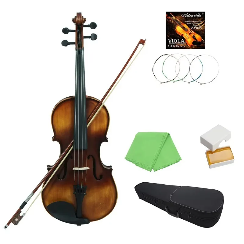 Retro Matte Spruce Solid Wood Dyed Black Accessories Beginners Grade Examination Playing Viola 4/4