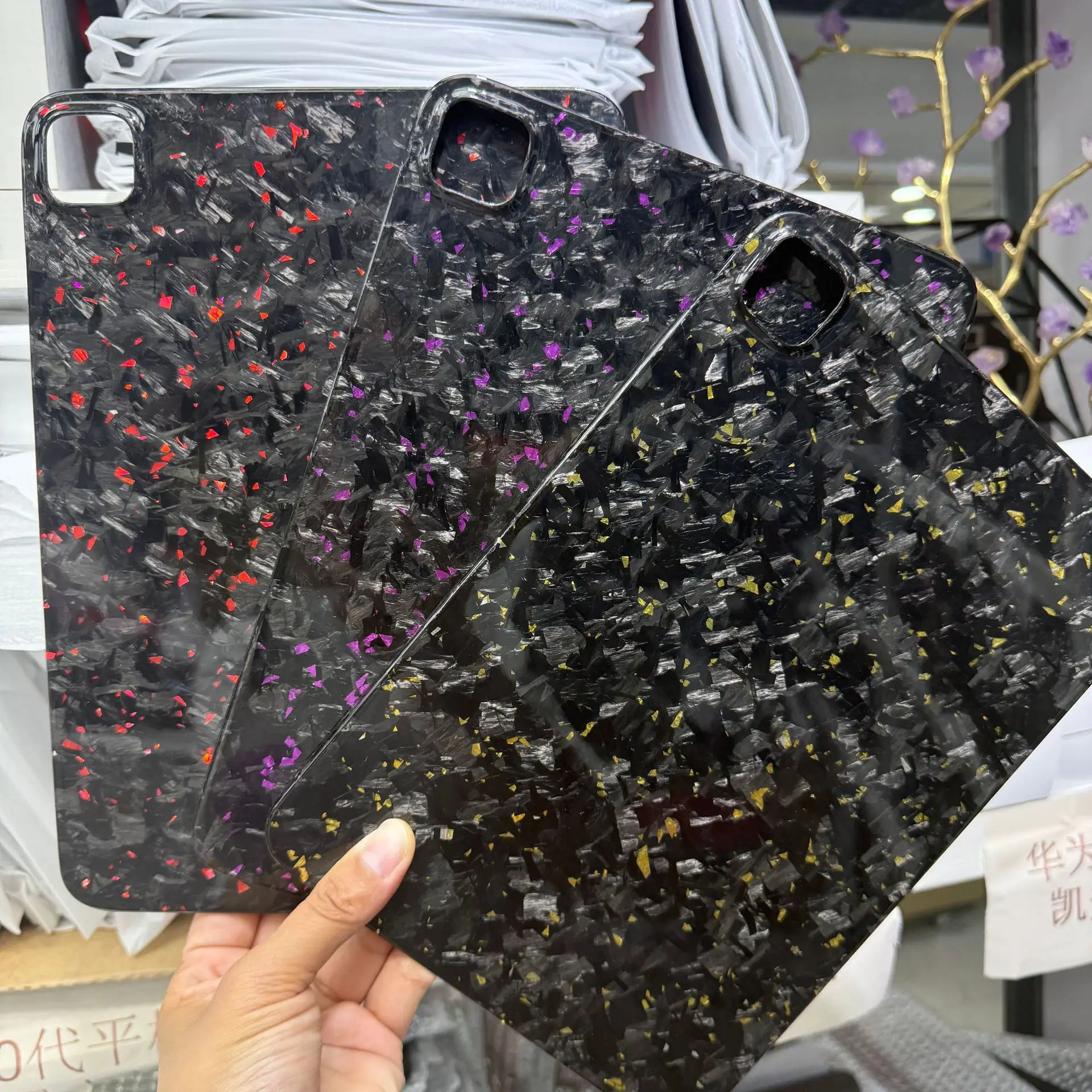 Genuine Real Carbon Fiber Slim Case Glossy Irregular Forged Back Cover for iPad Pro 13 2024 2025