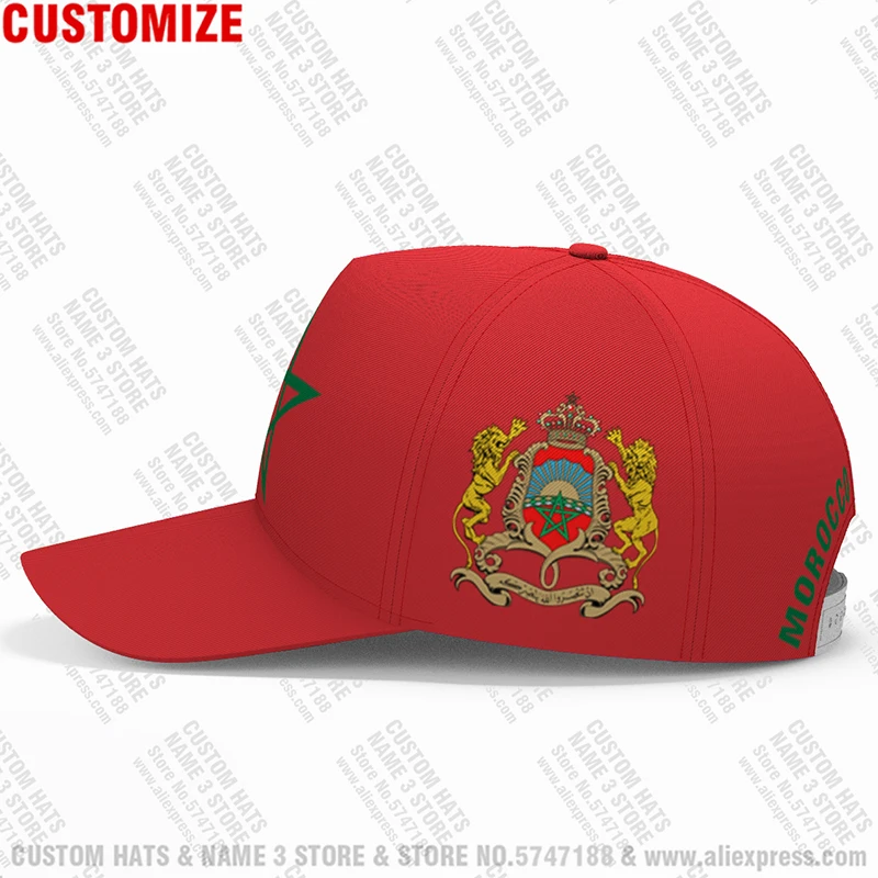 Morocco Youth Diy Free Custom Made Name Number Photo Mar Casual Hat Nation Flag Ma Kingdom Arabic Arab Country Baseball Cap