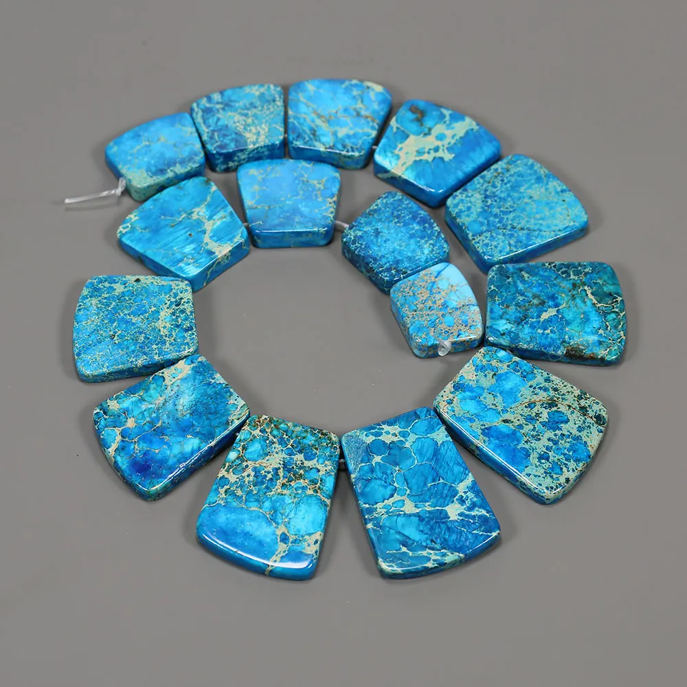 APDGG Blue Sea Sediment Jasper Imperial Turquoise Top Drilled Slab Strand Beads Jewelry Making DIY