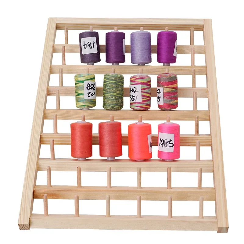 

Hand-made DIY Home Spindle Rack Wall Hanging Wooden Spool Sewing Thread Rack Storage Shelf Wholesale