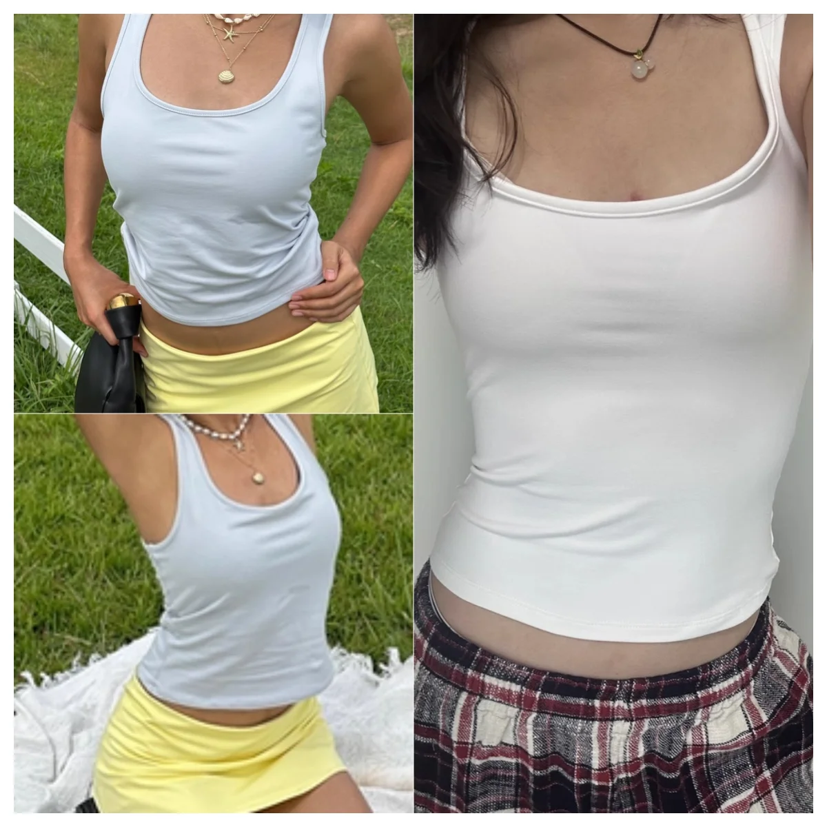

Tank Top Camisole Solid Color Wide Shoulder Strap Racerback Top Sports Casual Wear Casual Sports Tank Top