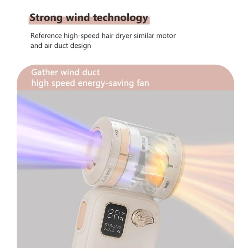 A74E-High Speed Handheld Turbo Fan Adjustable Rechargeable Portable Fan For Daily Use White