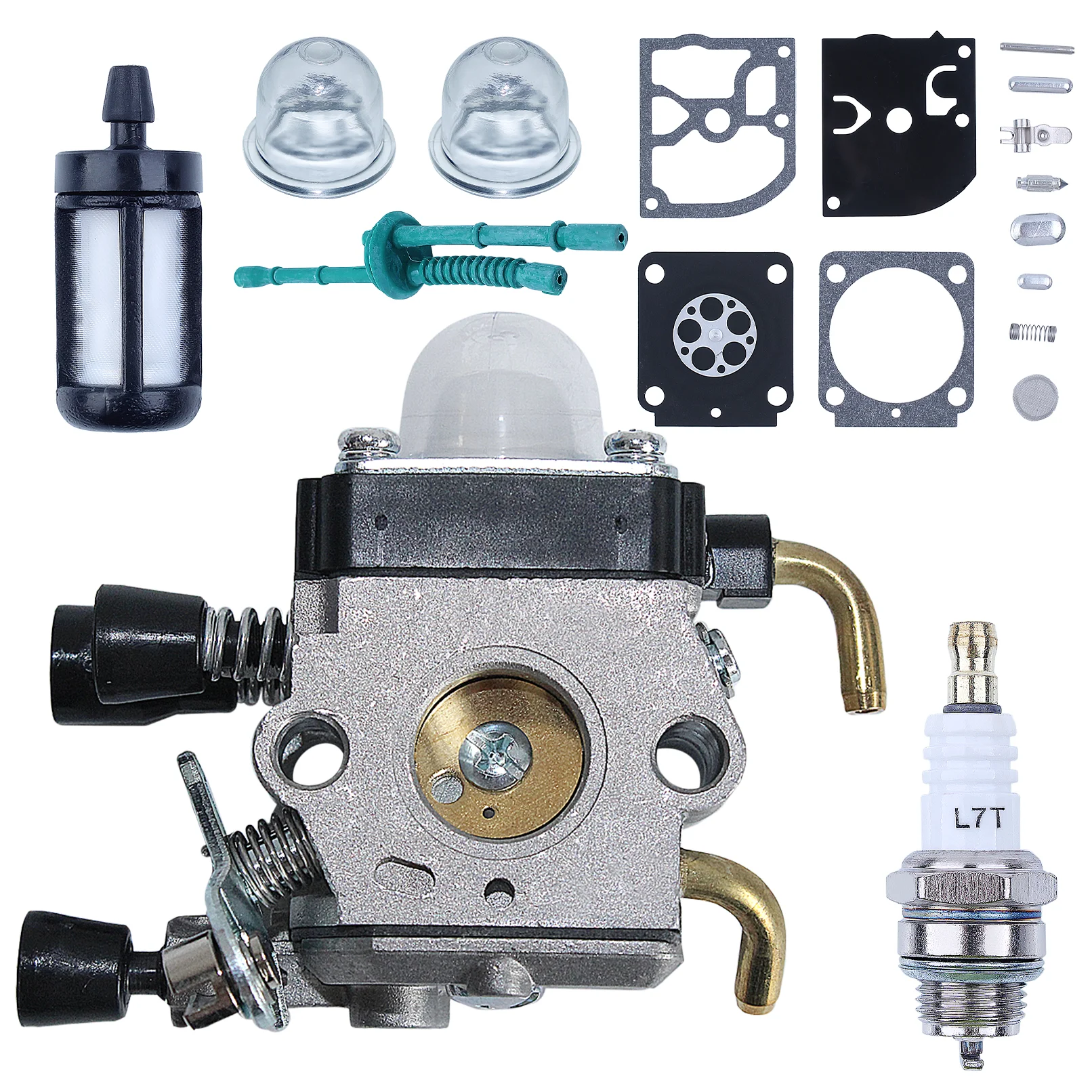 

Carburetor for Stihl FS38 HS45 FS55 HS45 Trimmer with for ZAMARB-99 Carburettor Repair Kit L7T/BPMR7A Spark Plug MS180