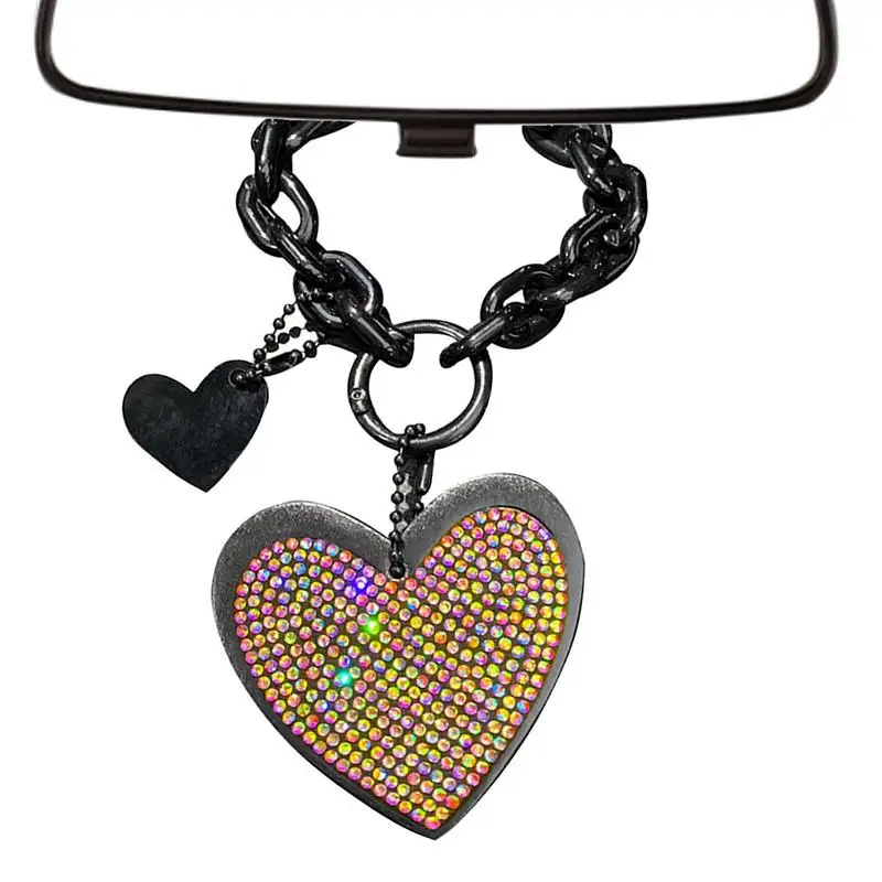 Car Key Chain With Rhinestone Heart Shape Alloy Mini Keychain Portable Decorative Multifunctional Keyring Pendant For Girls Boys