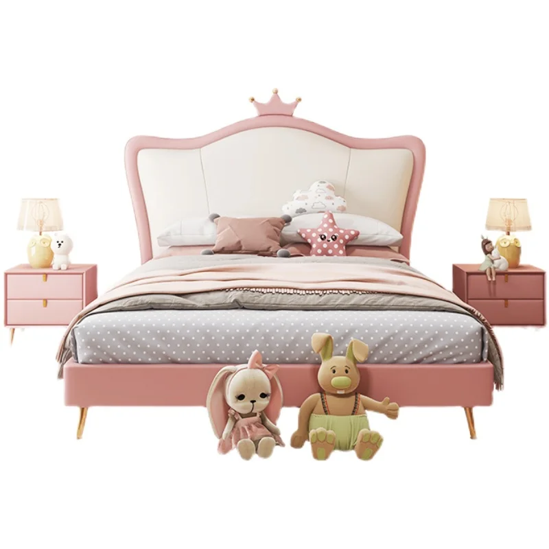 Modern wooden children's bedroom furniture cute pink cartoon girl children's bed