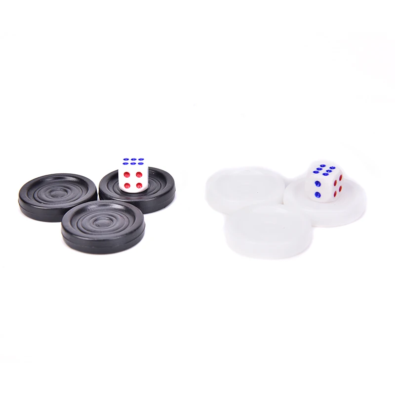 Piezas de ajedrez de plástico para adultos y niños, accesorios de juego de mesa de fiesta en casa, Backgammon, blanco y negro, 2 dados, 30 piezas