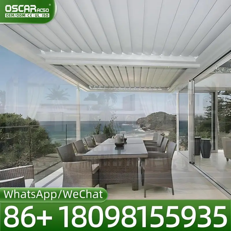 Bioclimatic Outdoor Aluminum Electric Cover for Waterproof Louvre Roof Gazebo Suitable for Backyards Patios and Gardens pergola