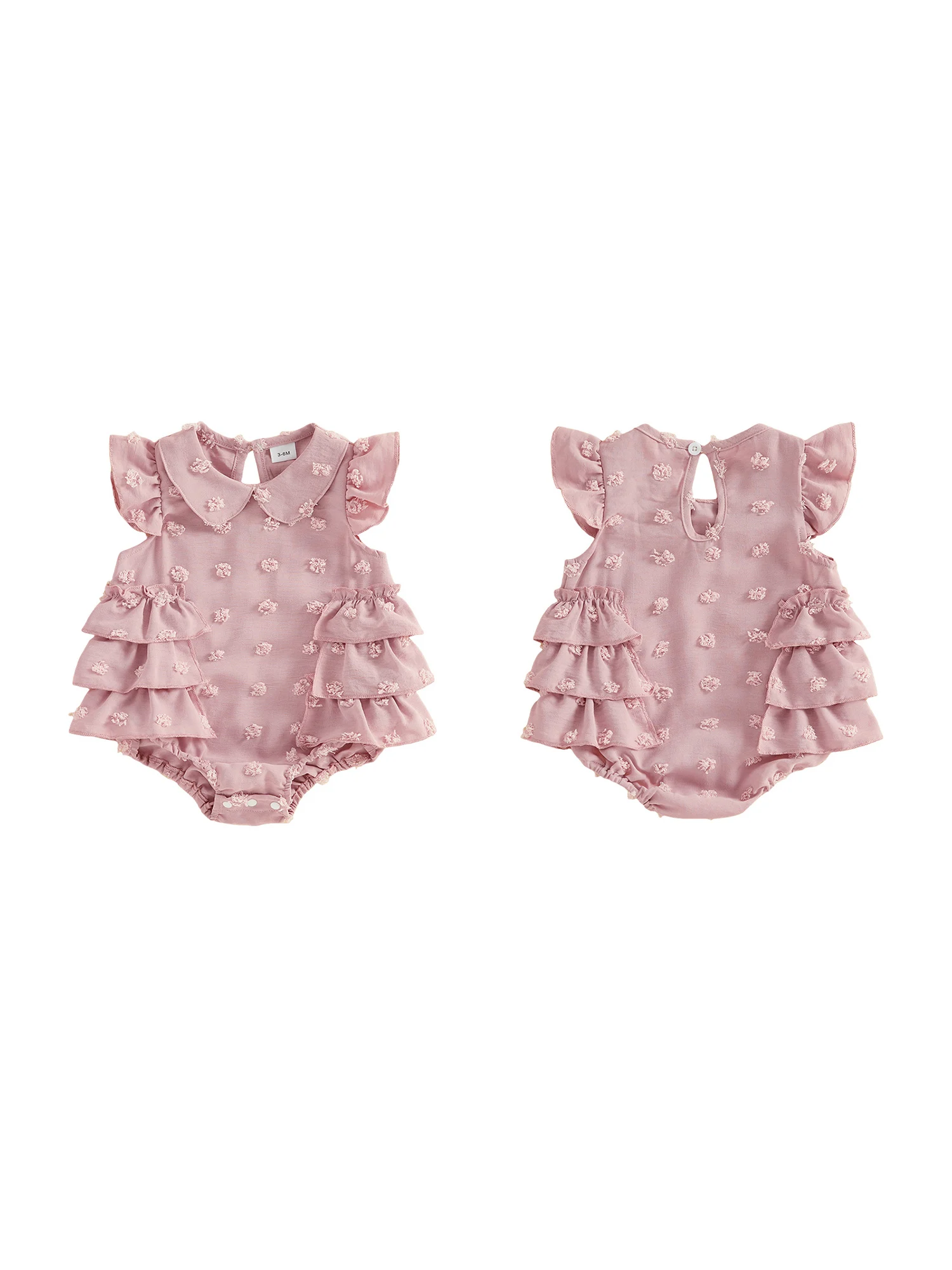 

Очаровательный комбинезон для маленьких девочек с развевающимися рукавами и милыми вышитыми деталями, идеально подходящий для летних игровых знаков и вечеринок