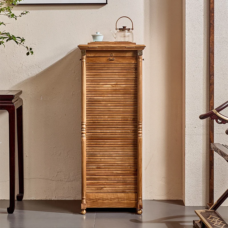 

Nanmu new Chinese rotating dental cabinet tea set storage, all solid wood jewelry storage bucket cabinet