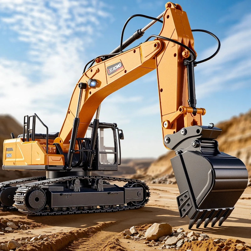HUINA 1/24 XE1260 Alloy RC Excavator 2.4ghz 26-Channel Metal Bucket With Lights Sound Remote Controlled Construction Vehicle Toy