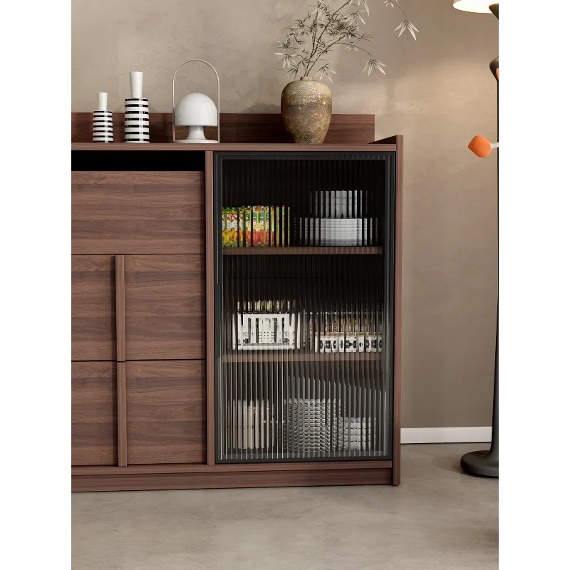 Solid wood dining side cabinet Living room wall locker with glass door Home sofa side cabinet Multifunctional shelf cabinet