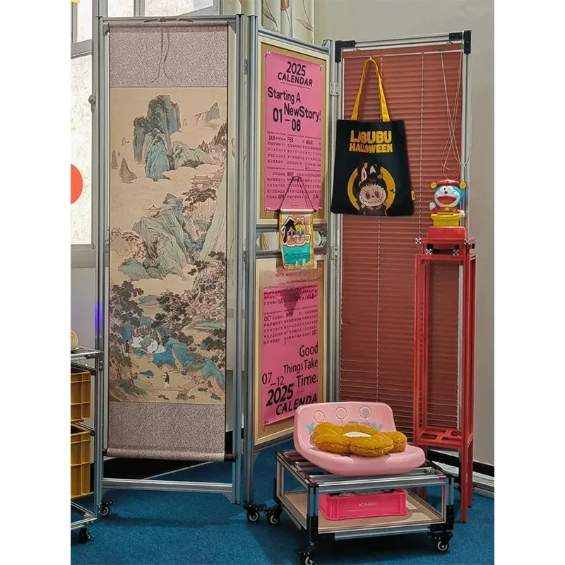 blinds, screens, light transmission with pulleys, home partition aluminum profiles can be moved and folded, background wall