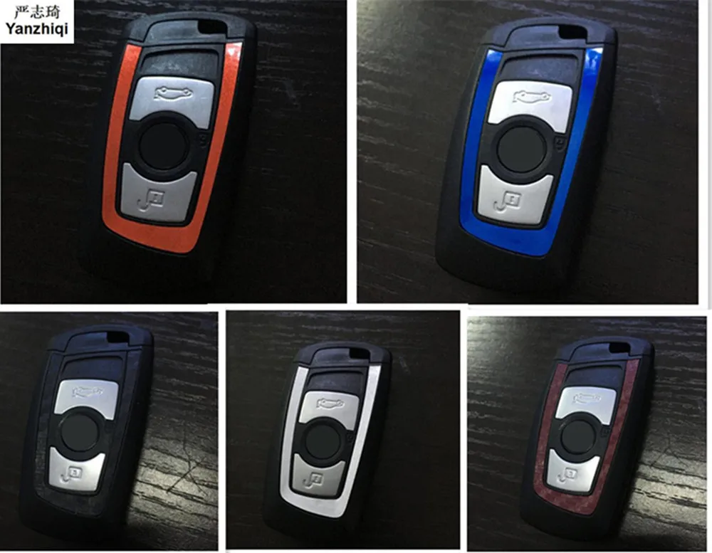 Carbon Fiber Car Key Sticker Cover Case For BMW E46 E52 E53 E60 E90 F01 F20 F10 F30 F15 X1 X3 X5 X6 1/3/5 Series Car Styling