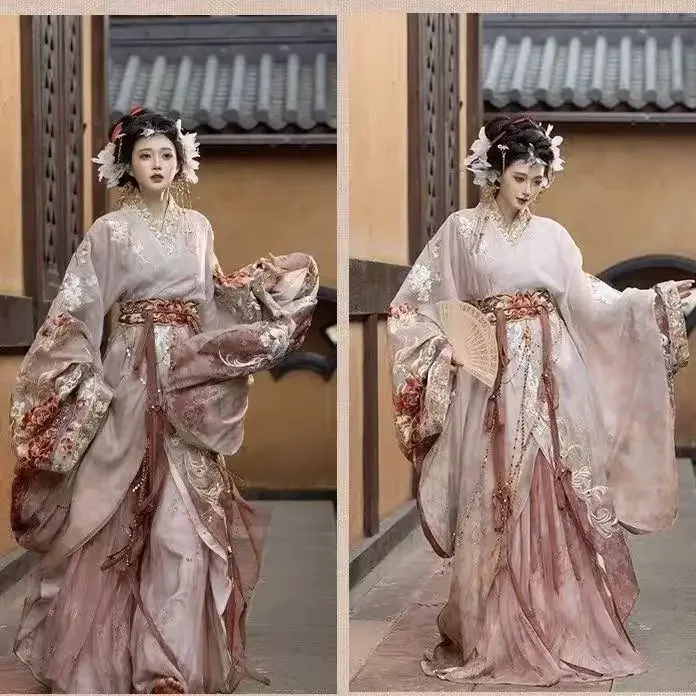 

Тяжелая промышленность с вышивкой Hanfu Changsheng, улучшение зала, 2024, новая одежда Wei Jin Han, комплект рубашек с большими рукавами в бессмертном стиле