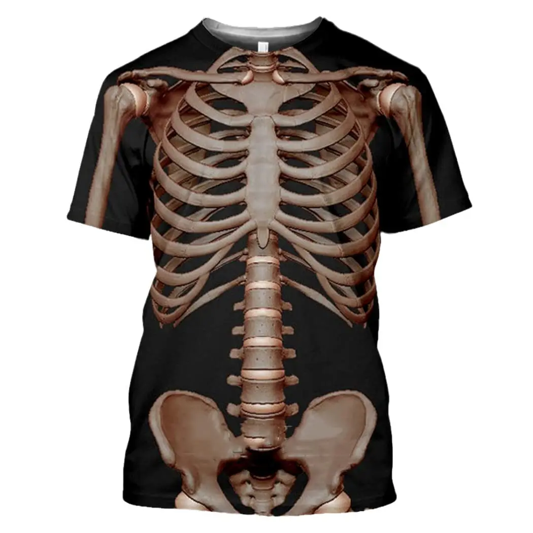 Male Skeleton Internal Organs 3D Print T Shirt Men Human Structure Diagram Summer Short Sleeve T-shirt Funny Tops Tee Clothes