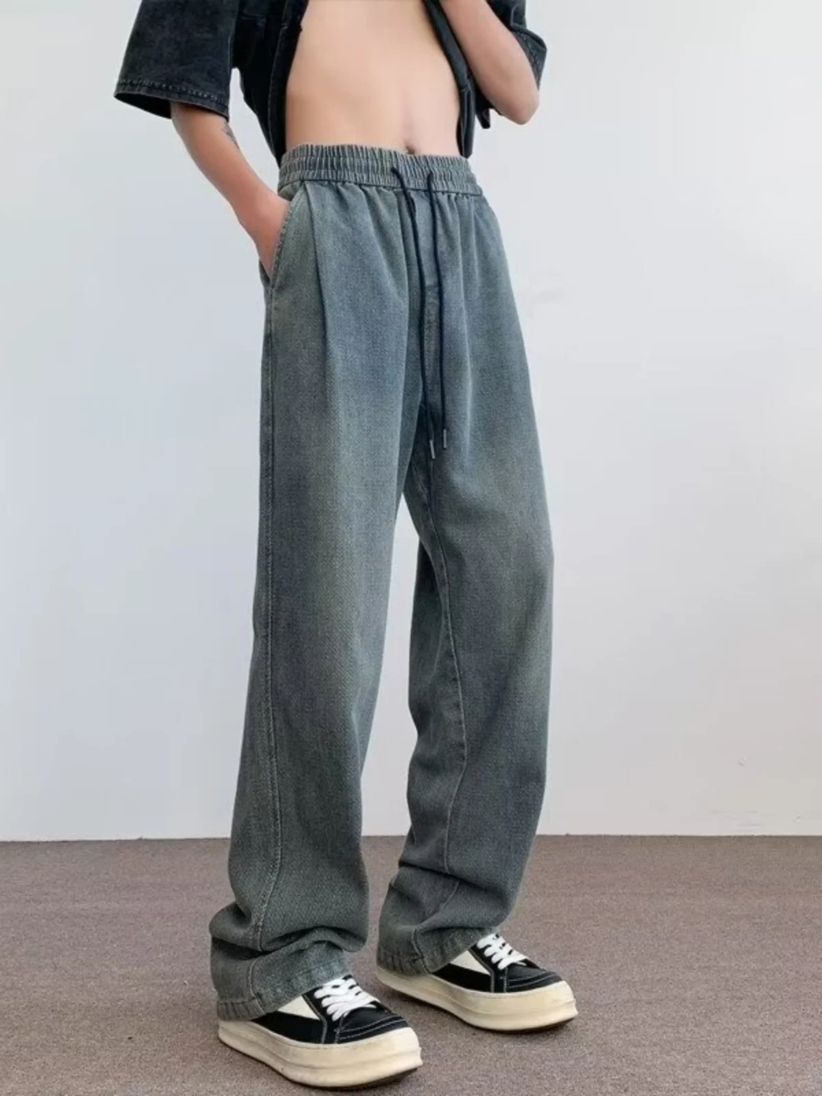 

Retro Waed Straight Leg Jeans Men's plus Size 300 Pou Autumn Winter Casual Loose Fit Long Pants American Sle Trendy Brand