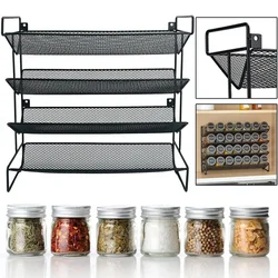 4 Tier Seasoning Organizer Space-Saving Metal Kitchen Countertop Organizer Spice Storage Holder for Kitchen Countertop