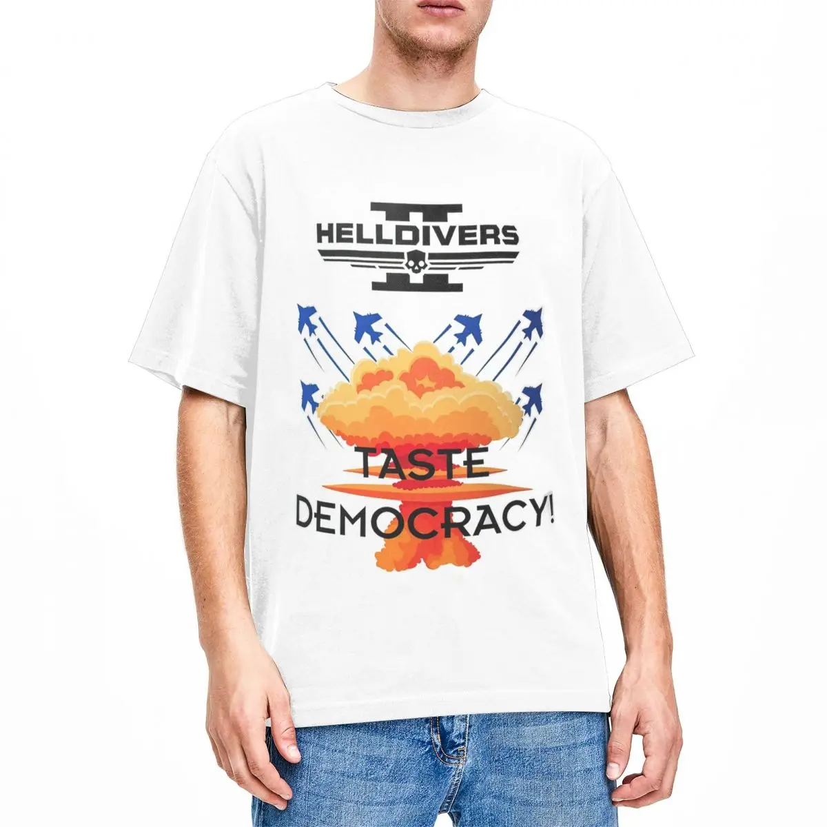 Helldivers 2 Gaming Taste Democracy Men Women's T Shirt Merch Funny Tee Short Sleeve O Neck T-Shirt Pure Cotton Big Size Clothes