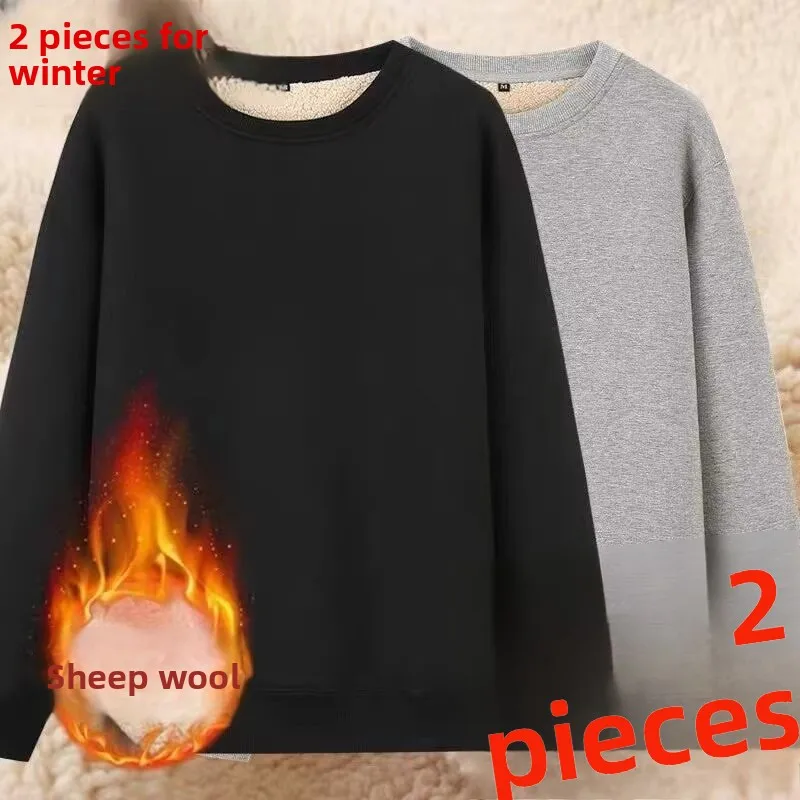 

Мужская толстовка из овечьего вельвета с капюшоном, осенне-зимняя, утепленная, с круглым вырезом, пуловер, теплая, больших размеров, для полных мужчин, молодежная одежда