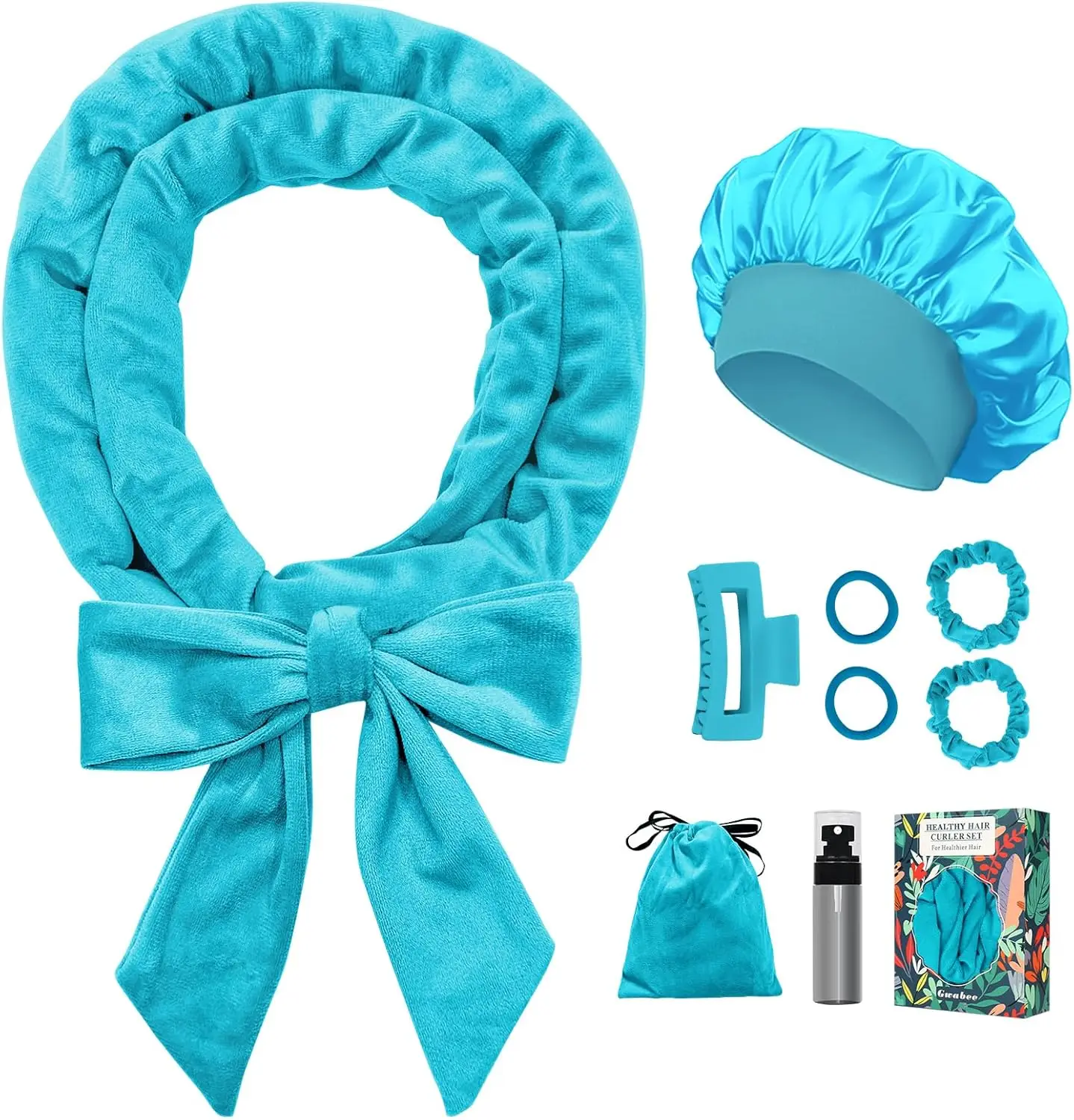 

Heatless Curls Overnight Hair Curler 70" Soft Hair Curlers to Sleep In No Heat Curls Overnight, 9PCS Set for Women-Blue