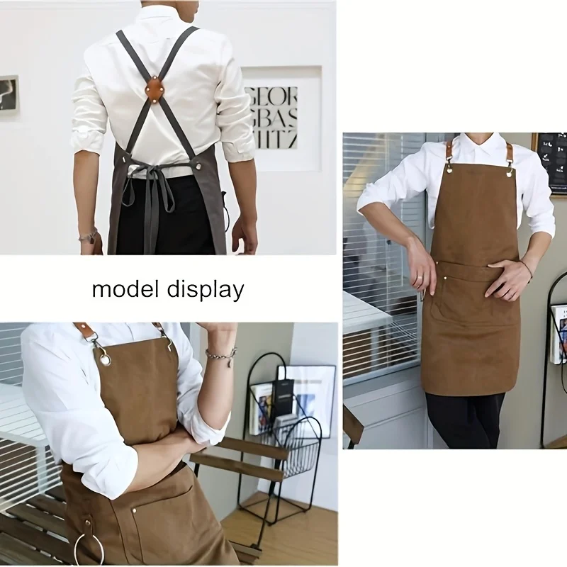 Retro Hand-wiping Kitchen Gardening Coffee Shops Kitchen Aprons Baking Restaurant Apron Cross Back Adjustable Apron