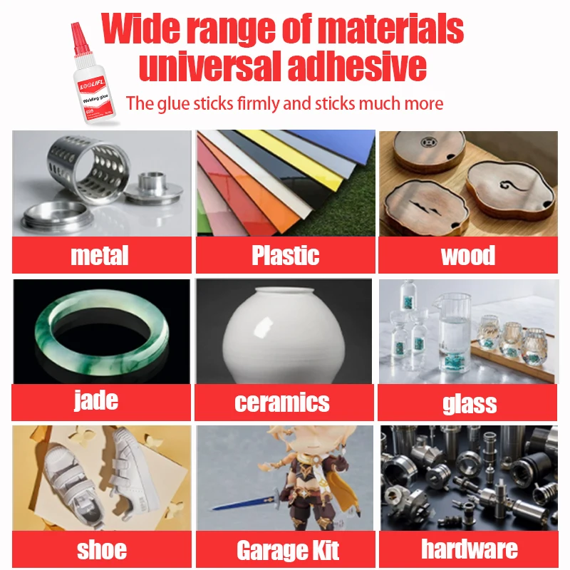 قوية لاصقة ، لاصق الفورية ، والتجفيف السريع لاصقة ، المعادن ، الخشب ، البلاستيك ، الزجاج ، الحجر ، والأحذية ، ديي ، الخ .