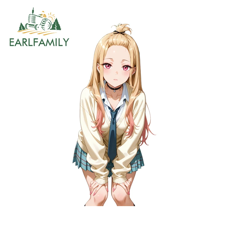 EARLFAMILY Marin Kitagawa Waifu Loli Car Stickers Popular Anime Item Bumper Trunk Windshield Decal Waterproof Windshield Window