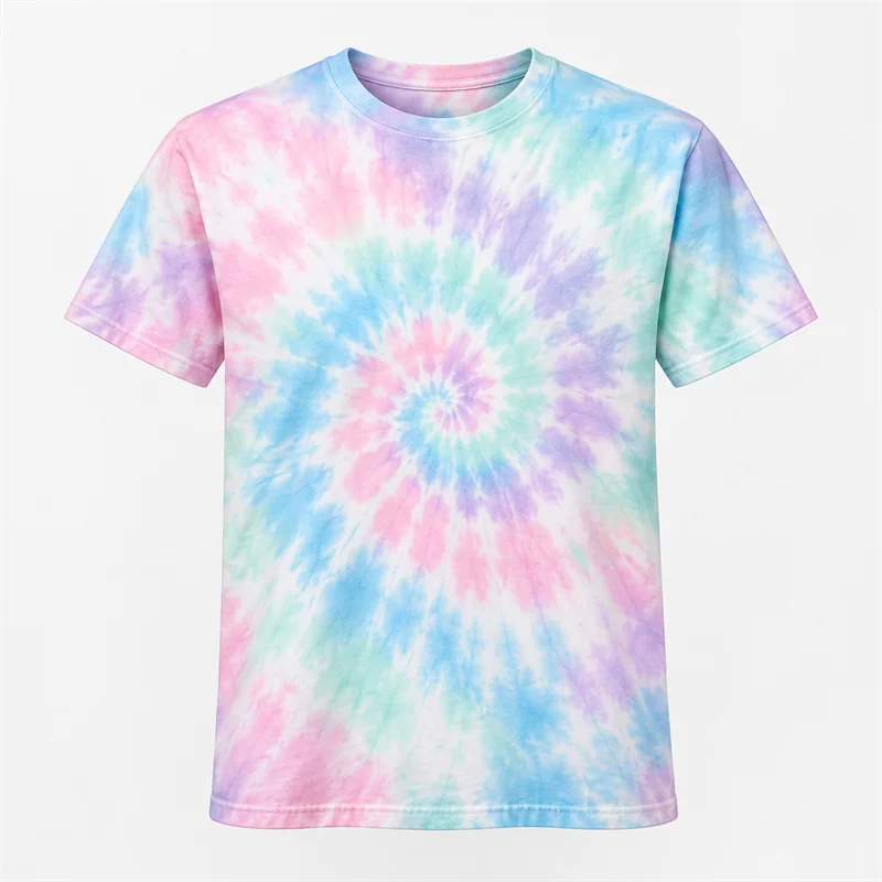Men's Tie Dye T Shirt Colorful Spiral Graphic Short Sleeve Casual Summer Festival Streetwear Vintage Fashion Everyday Top Tee